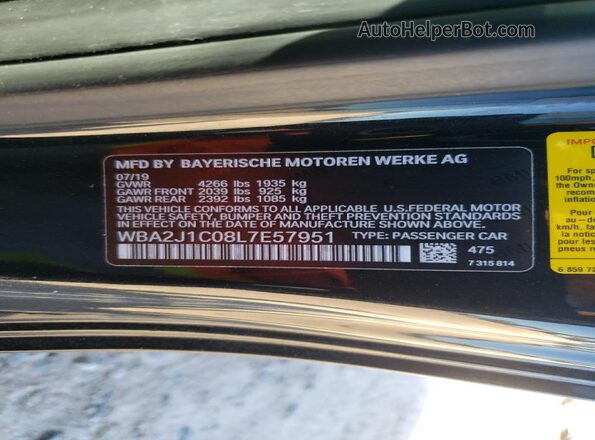 WBA2J1C08L7E57951 2020 BMW 2 SERIES Black Vista del compartimento del motor