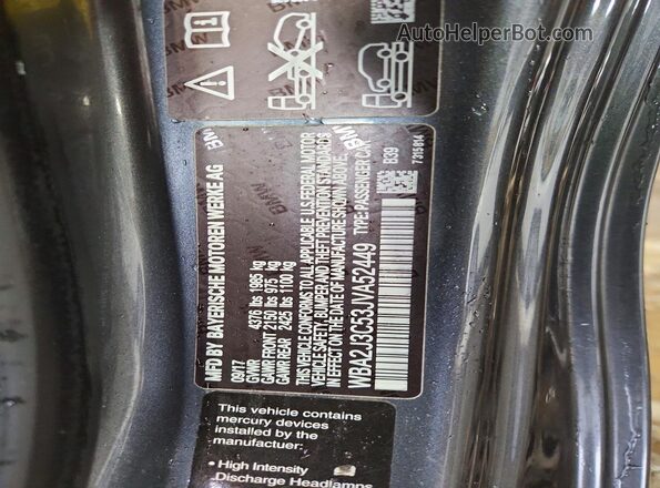 WBA2J3C53JVA52449 2018 BMW 2 SERIES Gray Vista del compartimento del motor