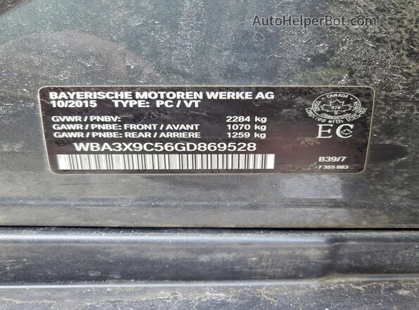 WBA3X9C56GD869528 2016 BMW 3 SERIES Угольный Вид подкапотного пространства