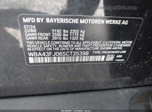 WBA43FJ06SCT35398 2025 BMW 5 SERIES Gray Вид підкапотного простору