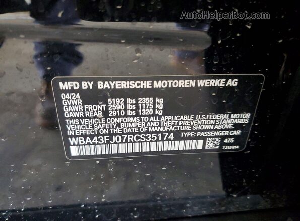 WBA43FJ07RCS35174 2024 BMW 5 SERIES Черный Вид подкапотного пространства