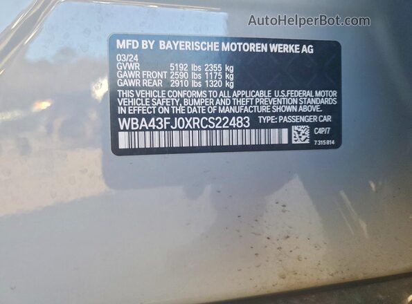WBA43FJ0XRCS22483 2024 BMW 5 SERIES Серый Вид подкапотного пространства