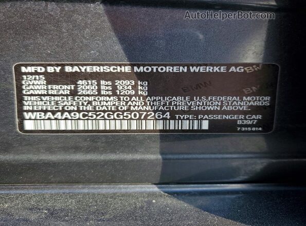 WBA4A9C52GG507264 2016 BMW 4 SERIES Gray Շարժիչի բաժամունքի տեսք