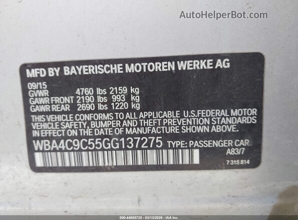 WBA4C9C55GG137275 2016 BMW 7 SERIES Silver Widok komory silnika