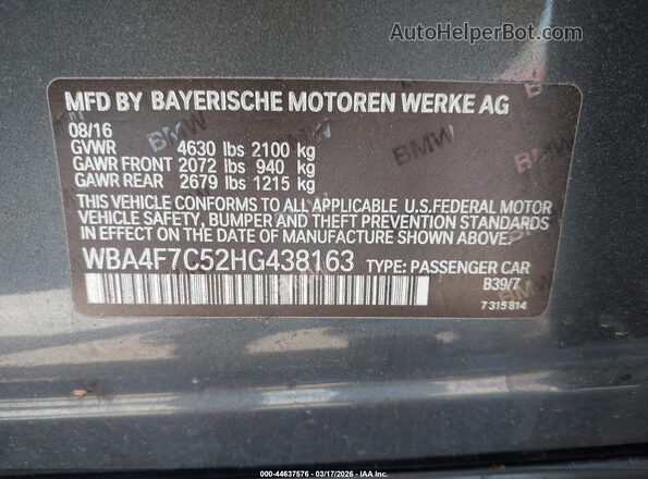 WBA4F7C52HG438163 2017 BMW 7 SERIES Gray Widok komory silnika