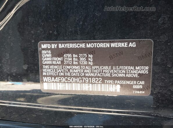 WBA4F9C50HG791822 2017 BMW 4 SERIES Black ძრავის განყოფილების ხედი