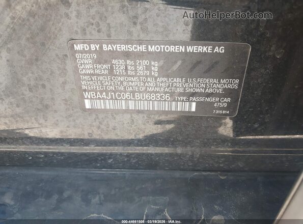 WBA4J1C06LBU68336 2020 BMW 7 SERIES Black Engine compartment view