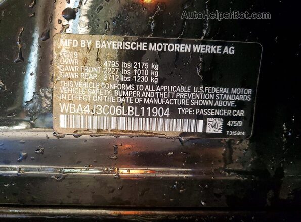 WBA4J3C06LBL11904 2020 BMW 4 SERIES Черный Вид подкапотного пространства