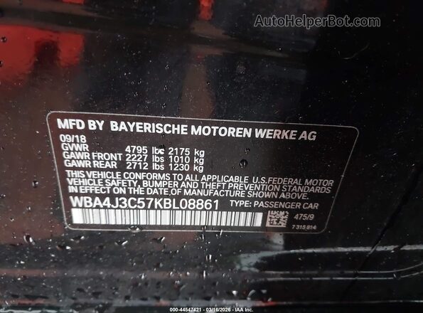 WBA4J3C57KBL08861 2019 BMW 4 SERIES Black ძრავის განყოფილების ხედი