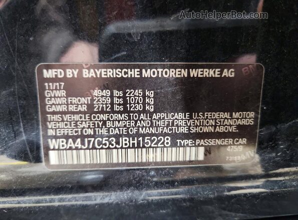WBA4J7C53JBH15228 2018 BMW 4 SERIES Black Սալոնի 360 աստիճան տեսք