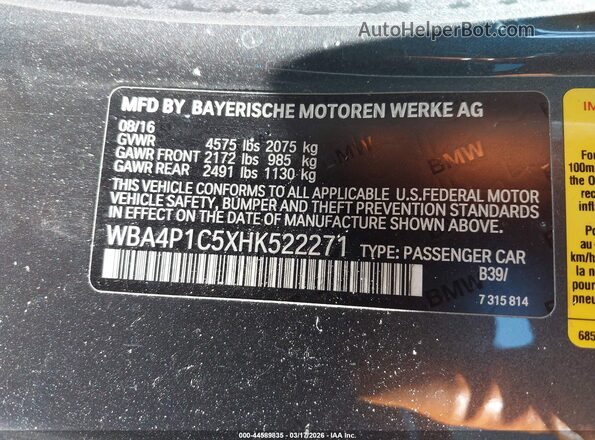 WBA4P1C5XHK522271 2017 BMW 7 SERIES Gray 