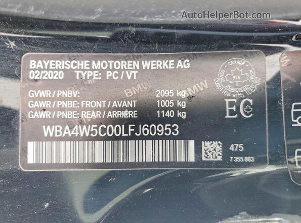 WBA4W5C00LFJ60953 2020 BMW 4 SERIES Black ძრავის განყოფილების ხედი