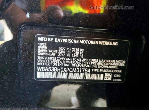WBA53BH0XPCM01784 2023 BMW 5 SERIES Black VIN կոդի պիտակի տեսք