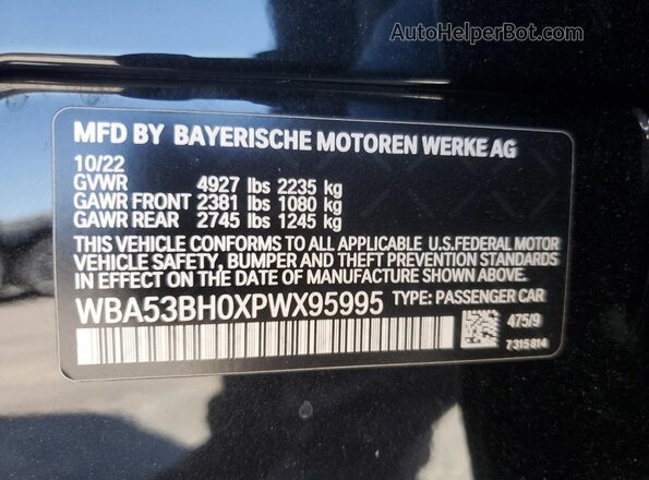 WBA53BH0XPWX95995 2023 BMW 5 SERIES Черный Вид подкапотного пространства
