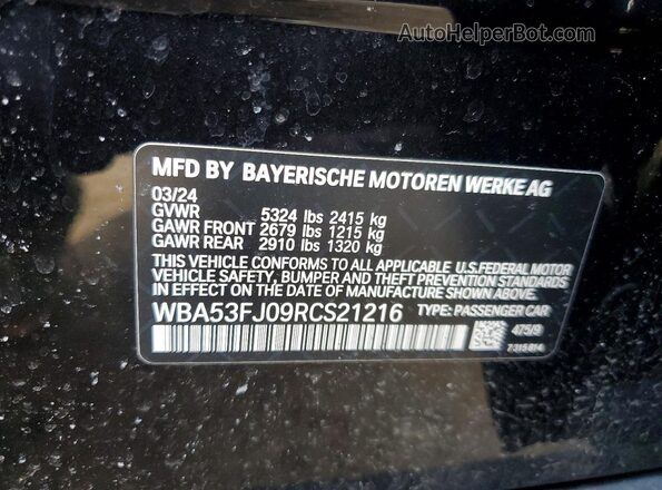 WBA53FJ09RCS21216 2024 BMW 5 SERIES Black ძრავის განყოფილების ხედი