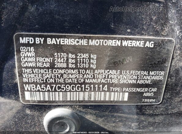 WBA5A7C59GG151114 2016 BMW 7 SERIES Black 