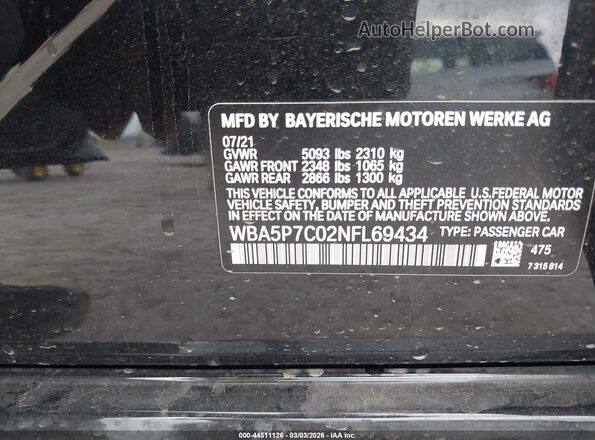 WBA5P7C02NFL69434 2022 BMW 3 SERIES Черный Вид подкапотного пространства