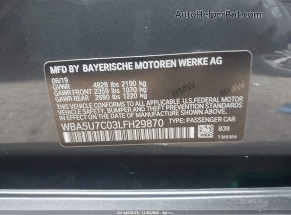 WBA5U7C03LFH29870 2020 BMW M3 Серый 