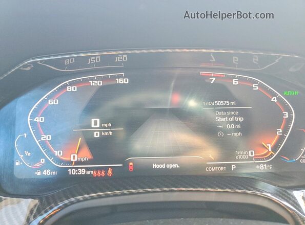WBA5U7C0XLAF54336 2020 BMW M3 Gray Vista del cuadro de instrumentos