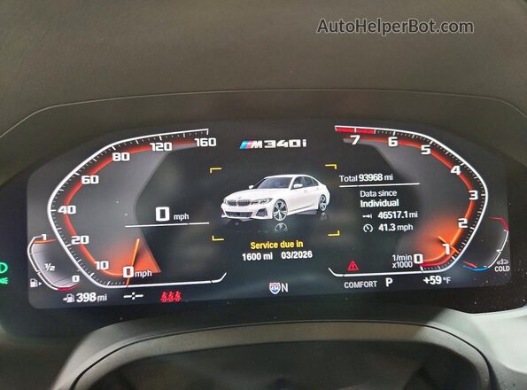 WBA5U9C01LA380309 2020 BMW M3 Белый Вид щитка приборов
