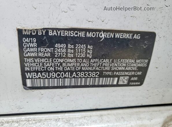 WBA5U9C04LA383382 2020 BMW M3 White 