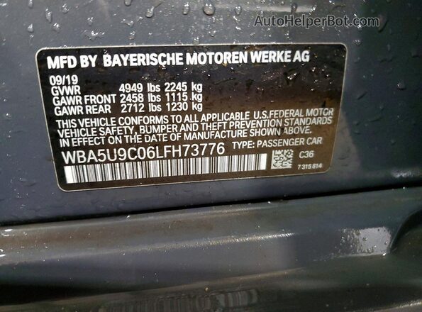 WBA5U9C06LFH73776 2020 BMW M3 Gray 
