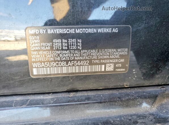 WBA5U9C08LAF54492 2020 BMW M3 Black Вид наклейки з VIN-кодом
