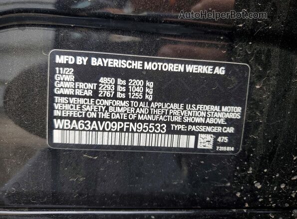 WBA63AV09PFN95533 2023 BMW 4 SERIES Black ძრავის განყოფილების ხედი