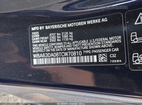 WBA63DA08TCW70810 2026 BMW 4 SERIES Dark Blue Widok komory silnika