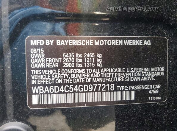 WBA6D4C54GD977218 2016 BMW 6 SERIES Black Engine compartment view