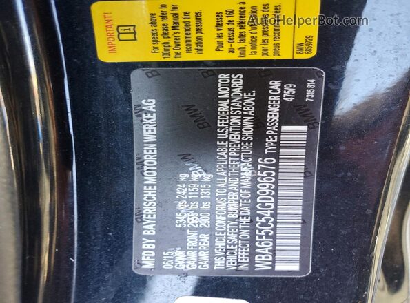 WBA6F5C54GD996576 2016 BMW 6 SERIES Black Vista del compartimento del motor