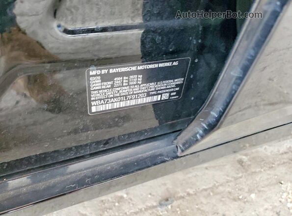 WBA73AK01L7F91203 2020 BMW 2 SERIES Black VIN sticker view