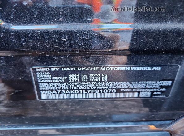 WBA73AK01L7F91878 2020 BMW 2 SERIES Black VIN կոդի պիտակի տեսք