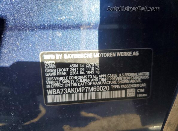 WBA73AK04P7M69020 2023 BMW 2 SERIES Синий Вид подкапотного пространства