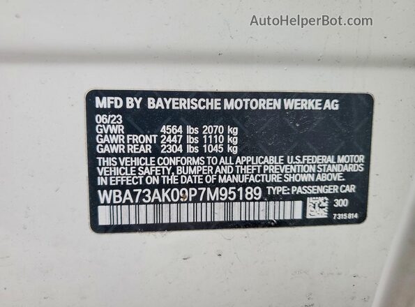 WBA73AK09P7M95189 2023 BMW 2 SERIES Белый Вид подкапотного пространства
