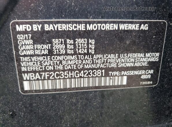 WBA7F2C35HG423381 2017 BMW 7 SERIES Black ძრავის განყოფილების ხედი