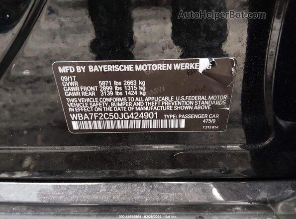 WBA7F2C50JG424901 2018 BMW ALPINA Black Widok komory silnika