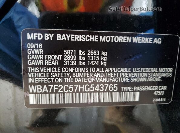 WBA7F2C57HG543765 2017 BMW ALPINA Black Vista del compartimento del motor