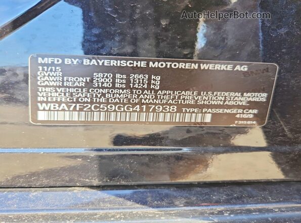 WBA7F2C59GG417938 2016 BMW 7 SERIES Blue VIN sticker view