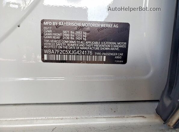 WBA7F2C5XJG424176 2018 BMW 7 SERIES White ძრავის განყოფილების ხედი
