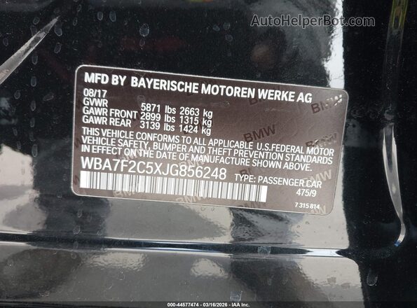 WBA7F2C5XJG856248 2018 BMW ALPINA Black Вид підкапотного простору