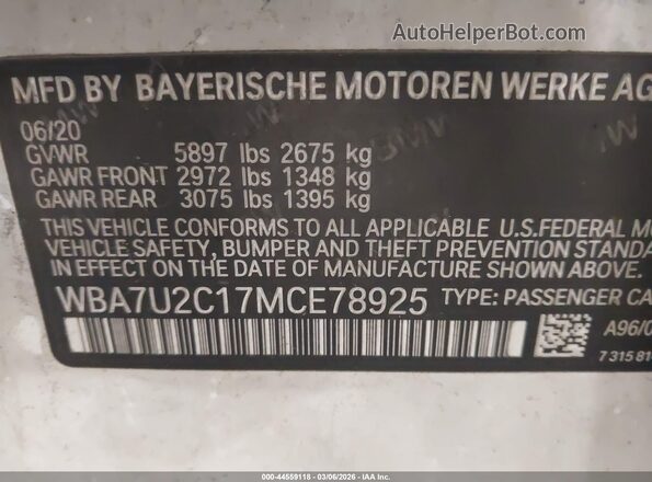 WBA7U2C17MCE78925 2021 BMW ALPINA White Vista del compartimento del motor