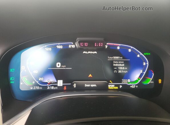 WBA7U2C18MCE85799 2021 BMW ALPINA Blue ხელსაწყოთა პანელის ხედი