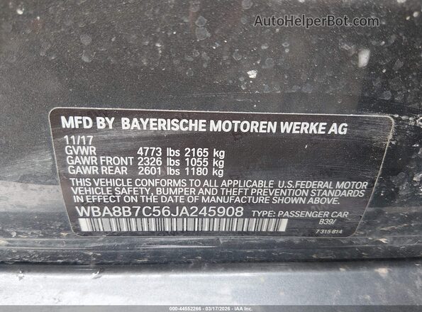 WBA8B7C56JA245908 2018 BMW 7 SERIES Gray Widok komory silnika