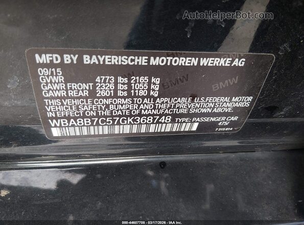WBA8B7C57GK368748 2016 BMW 3 SERIES Black Widok komory silnika