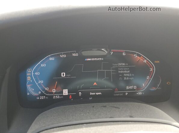WBABC4C08MCG41534 2021 BMW M8 Black Instrument cluster view