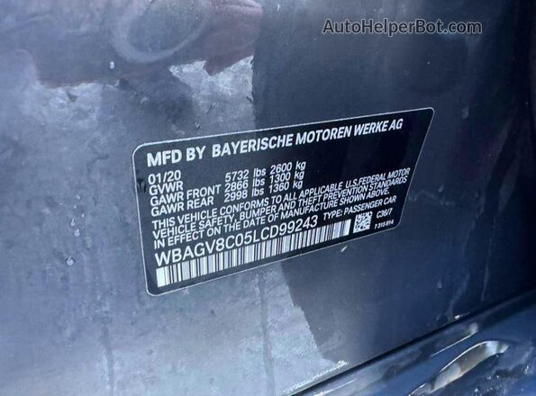 WBAGV8C05LCD99243 2020 BMW M8 Black Vista de los asientos traseros