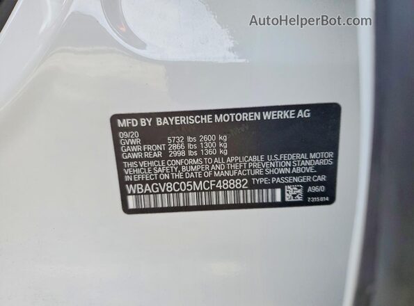 WBAGV8C05MCF48882 2021 BMW M8 White Շարժիչի բաժամունքի տեսք