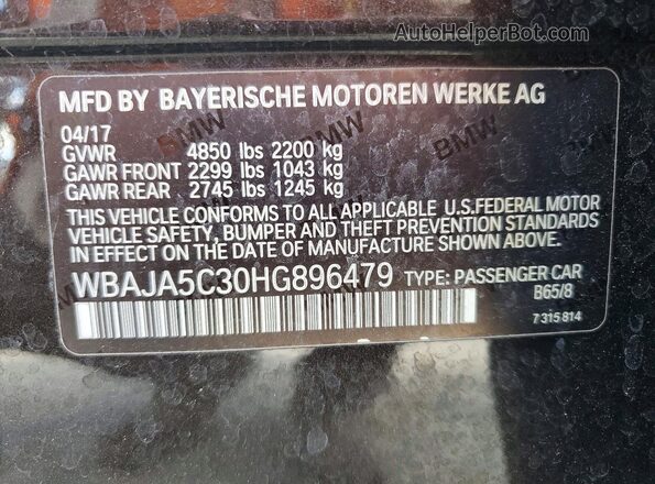 WBAJA5C30HG896479 2017 BMW 5 SERIES Черный Вид подкапотного пространства