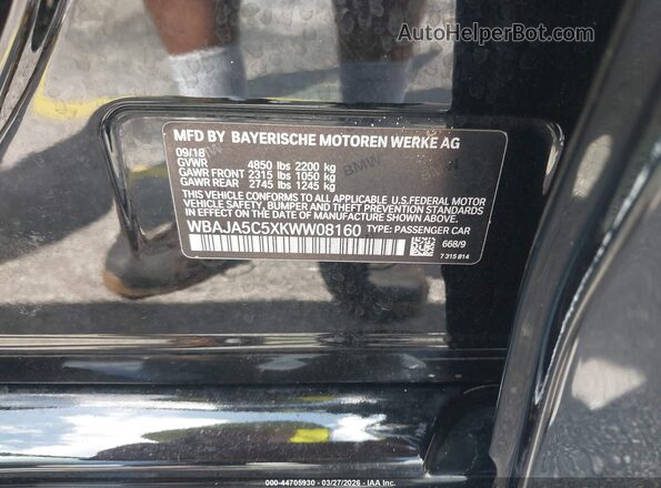 WBAJA5C5XKWW08160 2019 BMW 5 SERIES Black Вид підкапотного простору